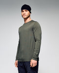 Men's 100% Merino Long Sleeve Crew Top Light Moss Comfort