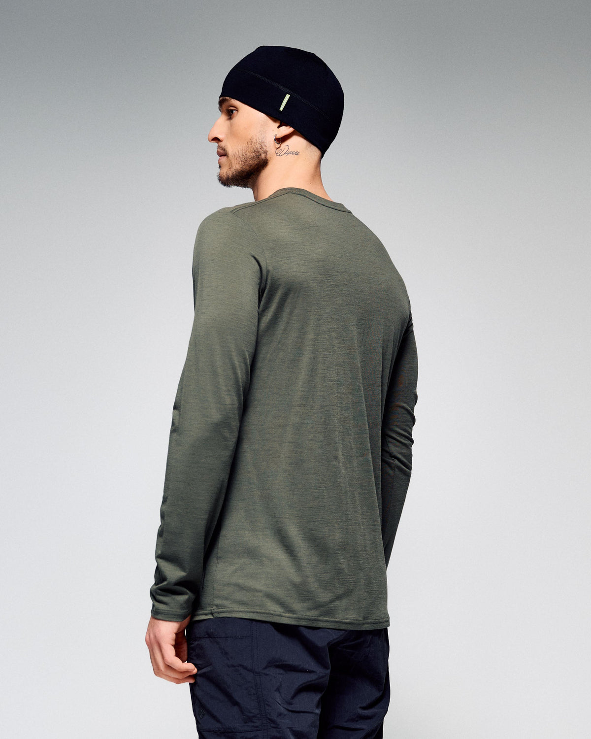 Men's 100% Merino Long Sleeve Crew Top Light Moss Comfort