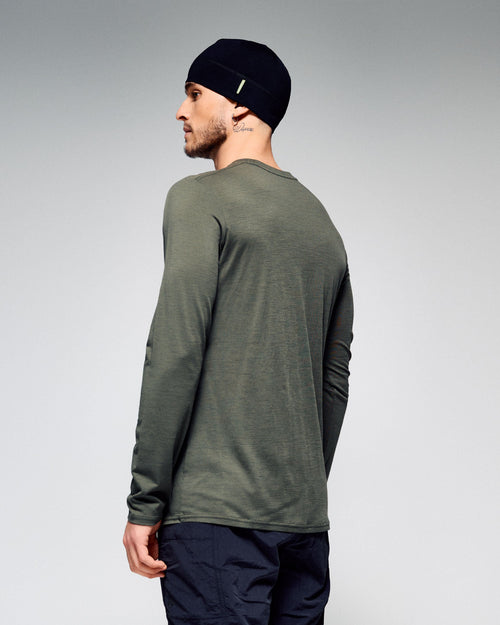 Men's 100% Merino Long Sleeve Crew Top Light Moss Comfort