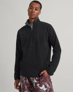 Men's Half-Zip Fleece Pullover Black Recycled Lightweight