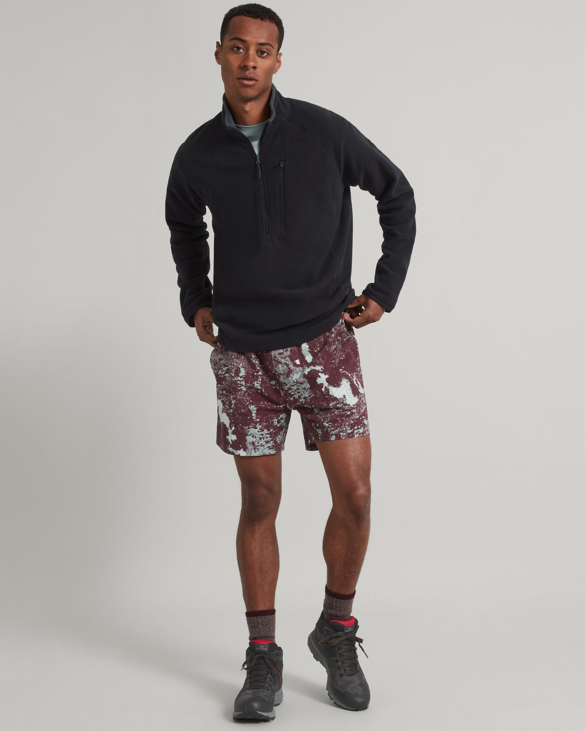 Men's Half-Zip Fleece Pullover Black Recycled Lightweight