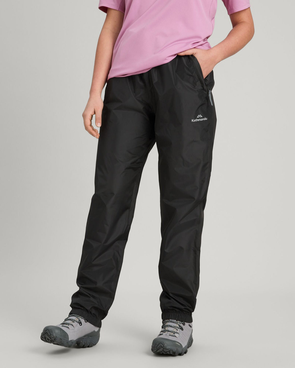 2-Layer Rain Pants Black Packable Waterproof Wind