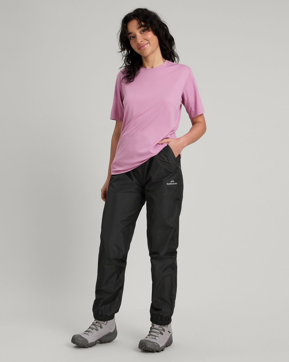 2-Layer Rain Pants Black Packable Waterproof Wind