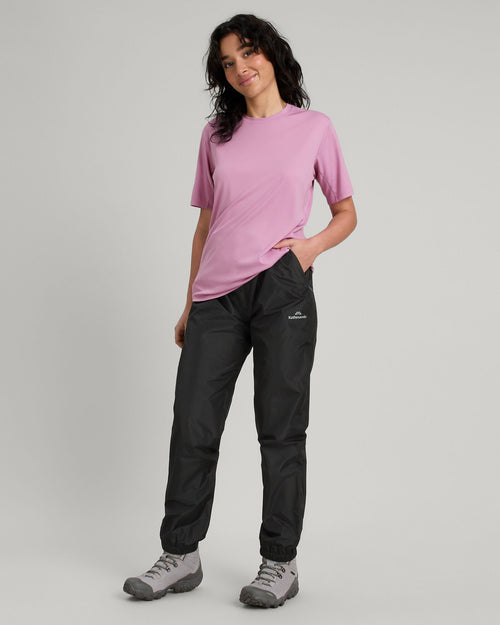 2-Layer Rain Pants Black Packable Waterproof Wind