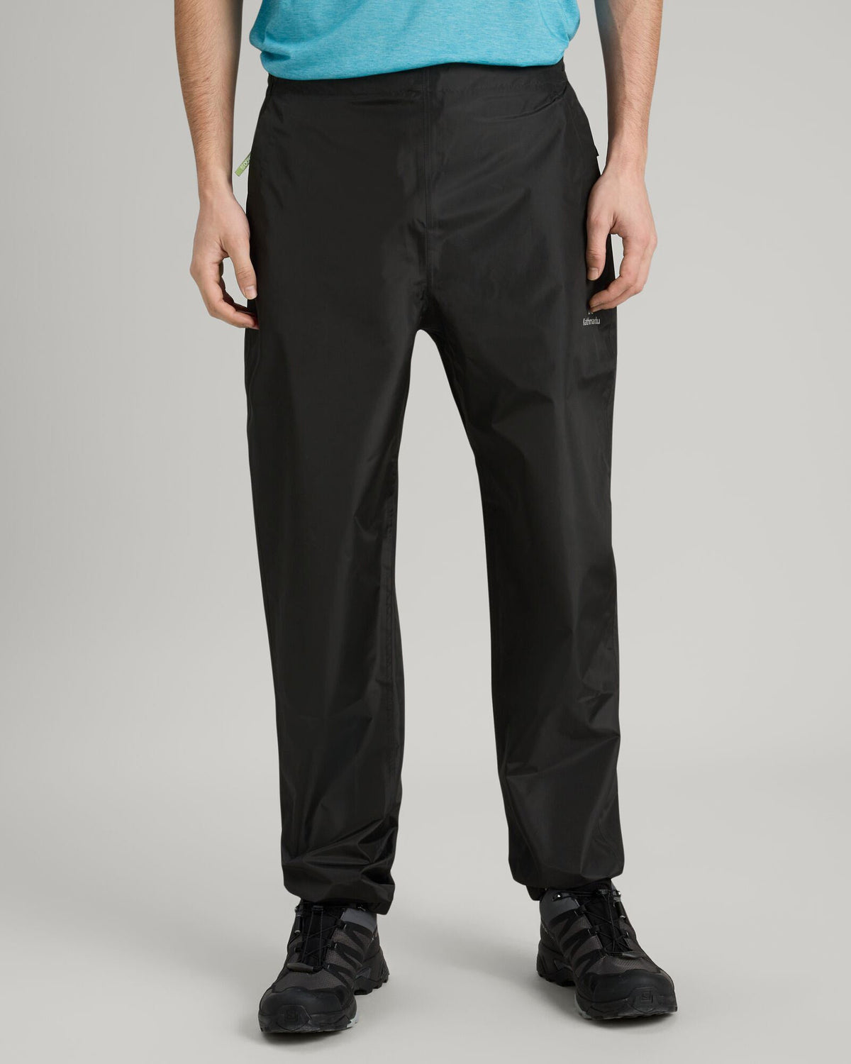 2-Layer Rain Pants Black Packable Waterproof Wind