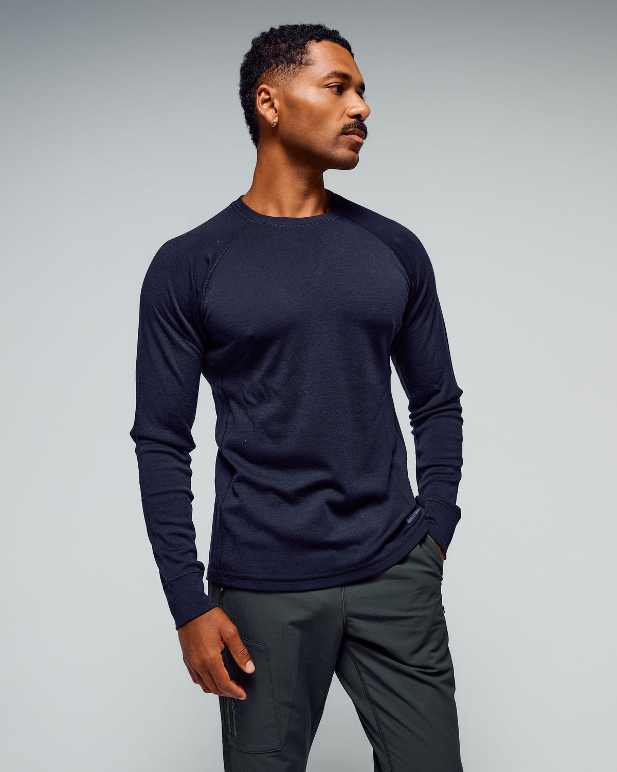 Men's Long Sleeve Top Black Stingray Warm Layer