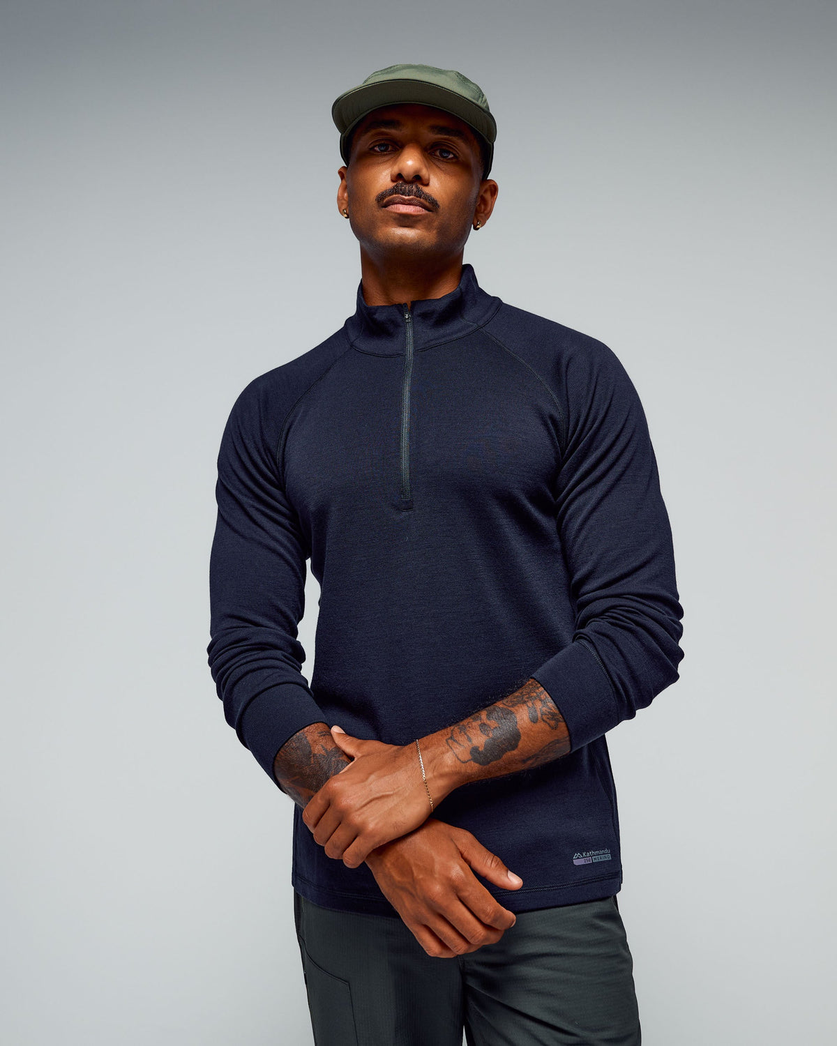 Men's Quarter Zip Long Sleeve Black Stingray Cosy