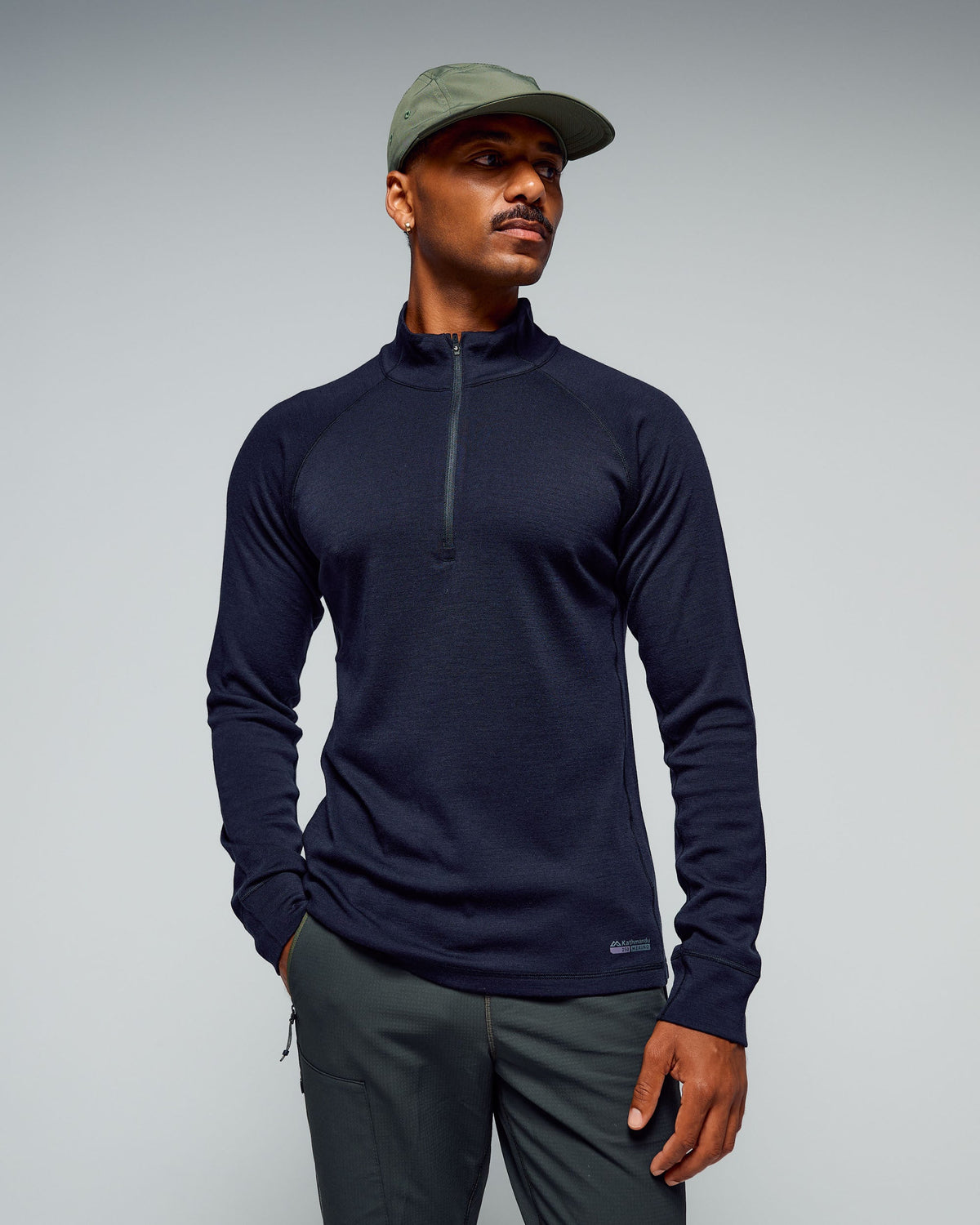 Men's Quarter Zip Long Sleeve Black Stingray Cosy