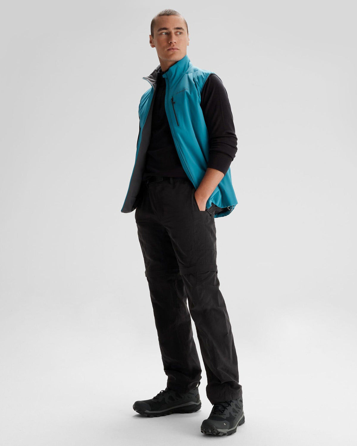Men's Convertible Pants Black Zip-Off Two-In-One