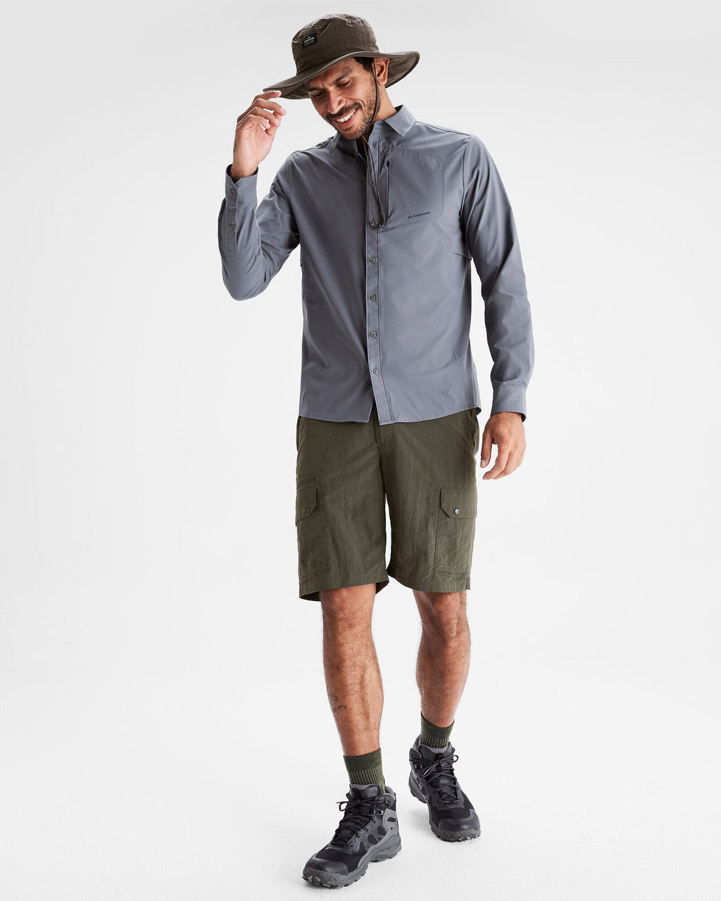 Men's Long Sleeve Shirt Light Navy Stretch