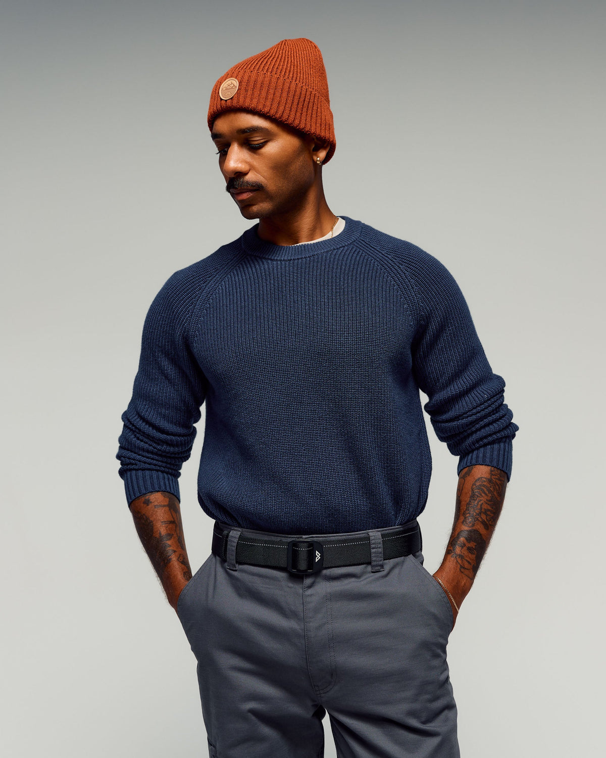 Men's Merino Blend Crew Pullover Pond Soft Breathable